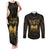 Haiti 1804 Couples Matching Tank Maxi Dress and Long Sleeve Button Shirt Polynesian Gold Neg Maron LT05 - Wonder Print Shop
