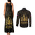 Haiti 1804 Couples Matching Tank Maxi Dress and Long Sleeve Button Shirt Polynesian Gold Neg Maron LT05 - Wonder Print Shop