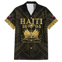 Haiti 1804 Family Matching Long Sleeve Bodycon Dress and Hawaiian Shirt Polynesian Gold Neg Maron LT05 - Wonder Print Shop