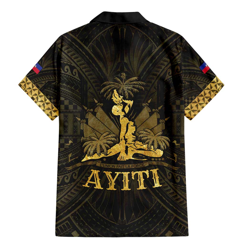 Haiti 1804 Family Matching Mermaid Dress and Hawaiian Shirt Polynesian Gold Neg Maron LT05 - Wonder Print Shop