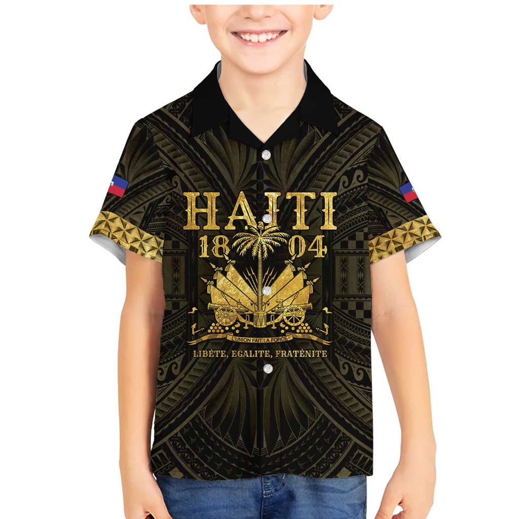 Haiti 1804 Family Matching Mermaid Dress and Hawaiian Shirt Polynesian Gold Neg Maron LT05 - Wonder Print Shop