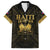 Haiti 1804 Family Matching Off The Shoulder Long Sleeve Dress and Hawaiian Shirt Polynesian Gold Neg Maron LT05 - Wonder Print Shop