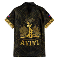 Haiti 1804 Family Matching Off The Shoulder Long Sleeve Dress and Hawaiian Shirt Polynesian Gold Neg Maron LT05 - Wonder Print Shop