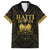 Haiti 1804 Family Matching Off Shoulder Maxi Dress and Hawaiian Shirt Polynesian Gold Neg Maron LT05 - Wonder Print Shop