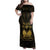 Haiti 1804 Family Matching Off Shoulder Maxi Dress and Hawaiian Shirt Polynesian Gold Neg Maron LT05 - Wonder Print Shop