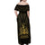 Haiti 1804 Family Matching Off Shoulder Maxi Dress and Hawaiian Shirt Polynesian Gold Neg Maron LT05 - Wonder Print Shop