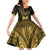 Haiti 1804 Family Matching Off Shoulder Short Dress and Hawaiian Shirt Polynesian Gold Neg Maron LT05 - Wonder Print Shop