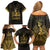 Haiti 1804 Family Matching Off Shoulder Short Dress and Hawaiian Shirt Polynesian Gold Neg Maron LT05 - Wonder Print Shop