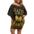 Haiti 1804 Family Matching Off Shoulder Short Dress and Hawaiian Shirt Polynesian Gold Neg Maron LT05 - Wonder Print Shop