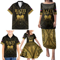 Haiti 1804 Family Matching Puletasi and Hawaiian Shirt Polynesian Gold Neg Maron LT05 - Wonder Print Shop