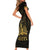 Haiti 1804 Family Matching Short Sleeve Bodycon Dress and Hawaiian Shirt Polynesian Gold Neg Maron LT05 - Wonder Print Shop