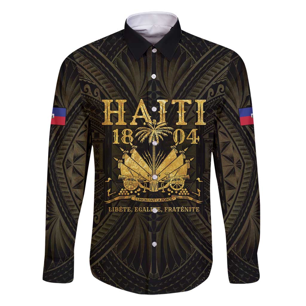 Haiti 1804 Family Matching Tank Maxi Dress and Hawaiian Shirt Polynesian Gold Neg Maron LT05 - Wonder Print Shop