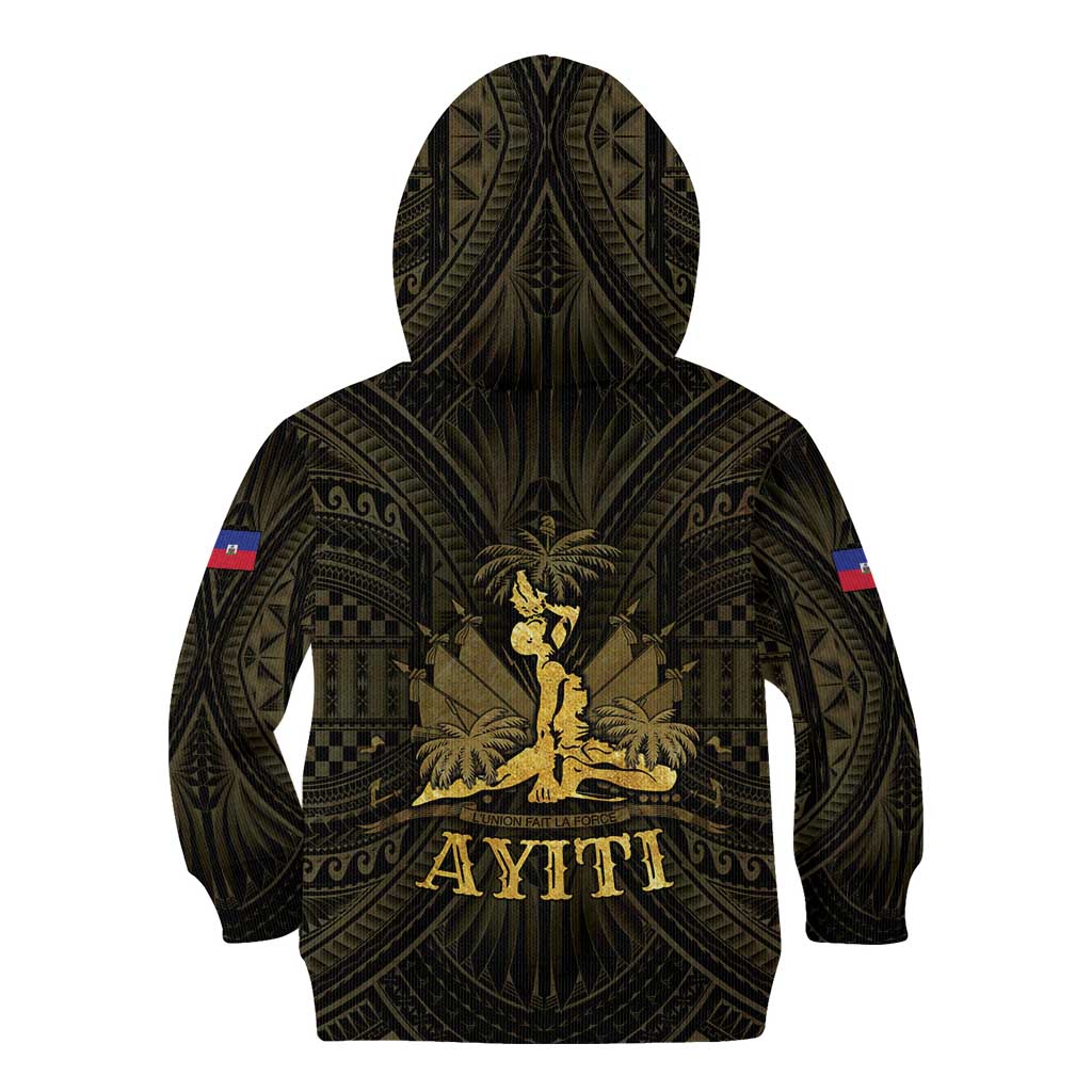 Haiti 1804 Kid Hoodie Polynesian Gold Neg Maron LT05 - Wonder Print Shop