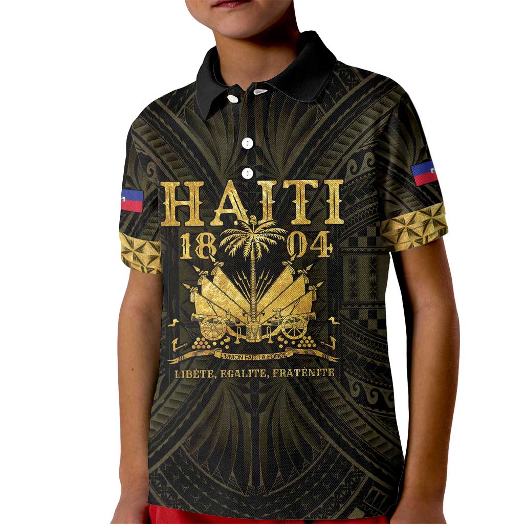Haiti 1804 Kid Polo Shirt Polynesian Gold Neg Maron LT05 - Wonder Print Shop