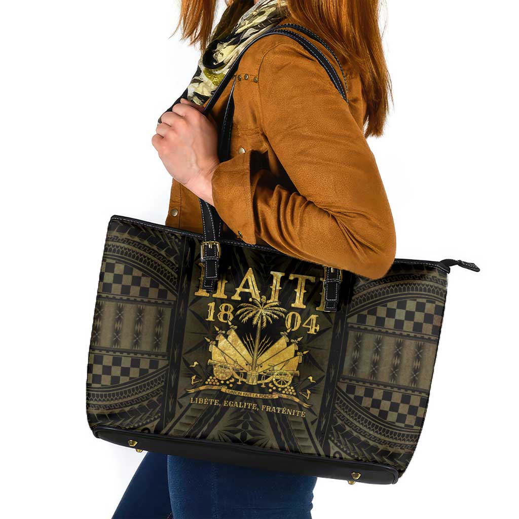 Haiti 1804 Leather Tote Bag Polynesian Gold Neg Maron LT05 - Wonder Print Shop