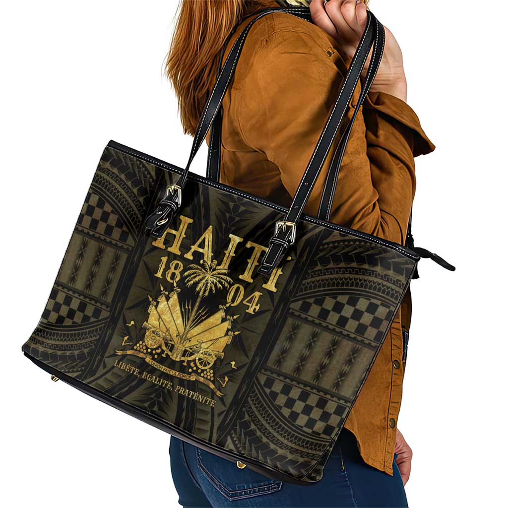 Haiti 1804 Leather Tote Bag Polynesian Gold Neg Maron LT05 - Wonder Print Shop