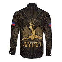 Haiti 1804 Long Sleeve Button Shirt Polynesian Gold Neg Maron LT05 - Wonder Print Shop