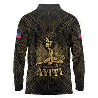 Haiti 1804 Long Sleeve Polo Shirt Polynesian Gold Neg Maron LT05 - Wonder Print Shop