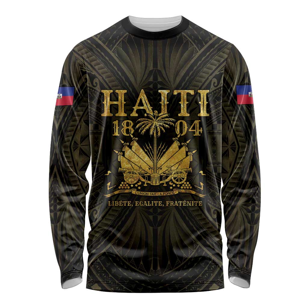 Haiti 1804 Long Sleeve Shirt Polynesian Gold Neg Maron LT05 - Wonder Print Shop