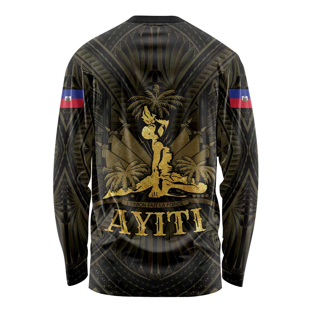 Haiti 1804 Long Sleeve Shirt Polynesian Gold Neg Maron LT05 - Wonder Print Shop
