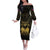 Haiti 1804 Off The Shoulder Long Sleeve Dress Polynesian Gold Neg Maron LT05 - Wonder Print Shop