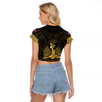 Haiti 1804 Raglan Cropped T Shirt Polynesian Gold Neg Maron LT05 - Wonder Print Shop