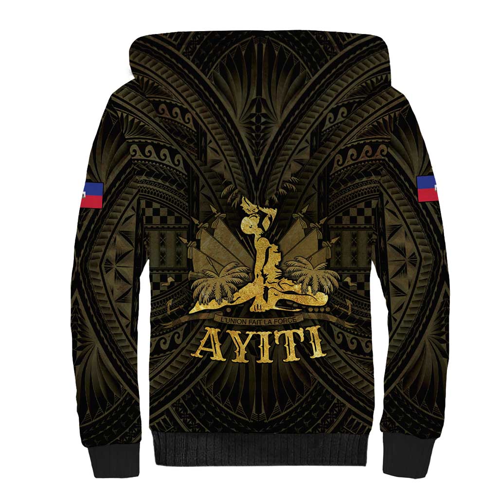 Haiti 1804 Sherpa Hoodie Polynesian Gold Neg Maron LT05 - Wonder Print Shop