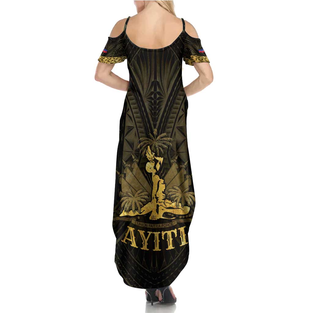 Haiti 1804 Summer Maxi Dress Polynesian Gold Neg Maron LT05 - Wonder Print Shop