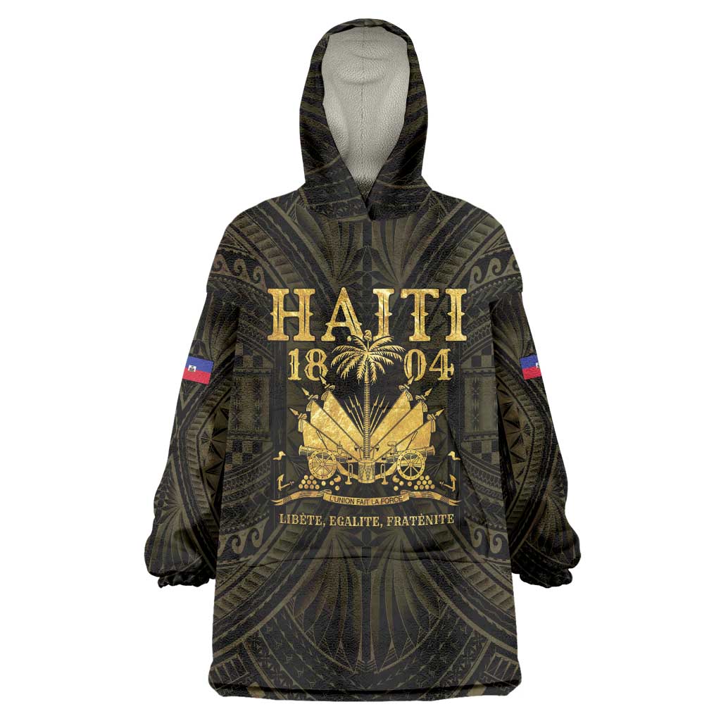 Haiti 1804 Wearable Blanket Hoodie Polynesian Gold Neg Maron LT05 - Wonder Print Shop