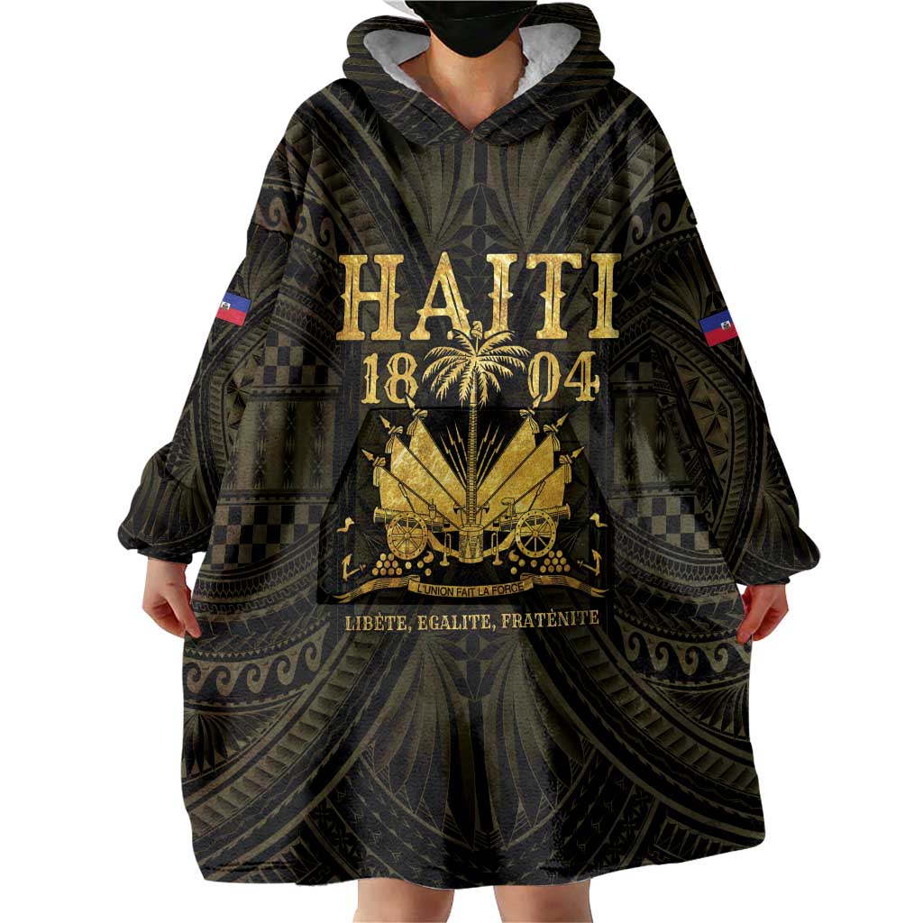 Haiti 1804 Wearable Blanket Hoodie Polynesian Gold Neg Maron LT05 - Wonder Print Shop