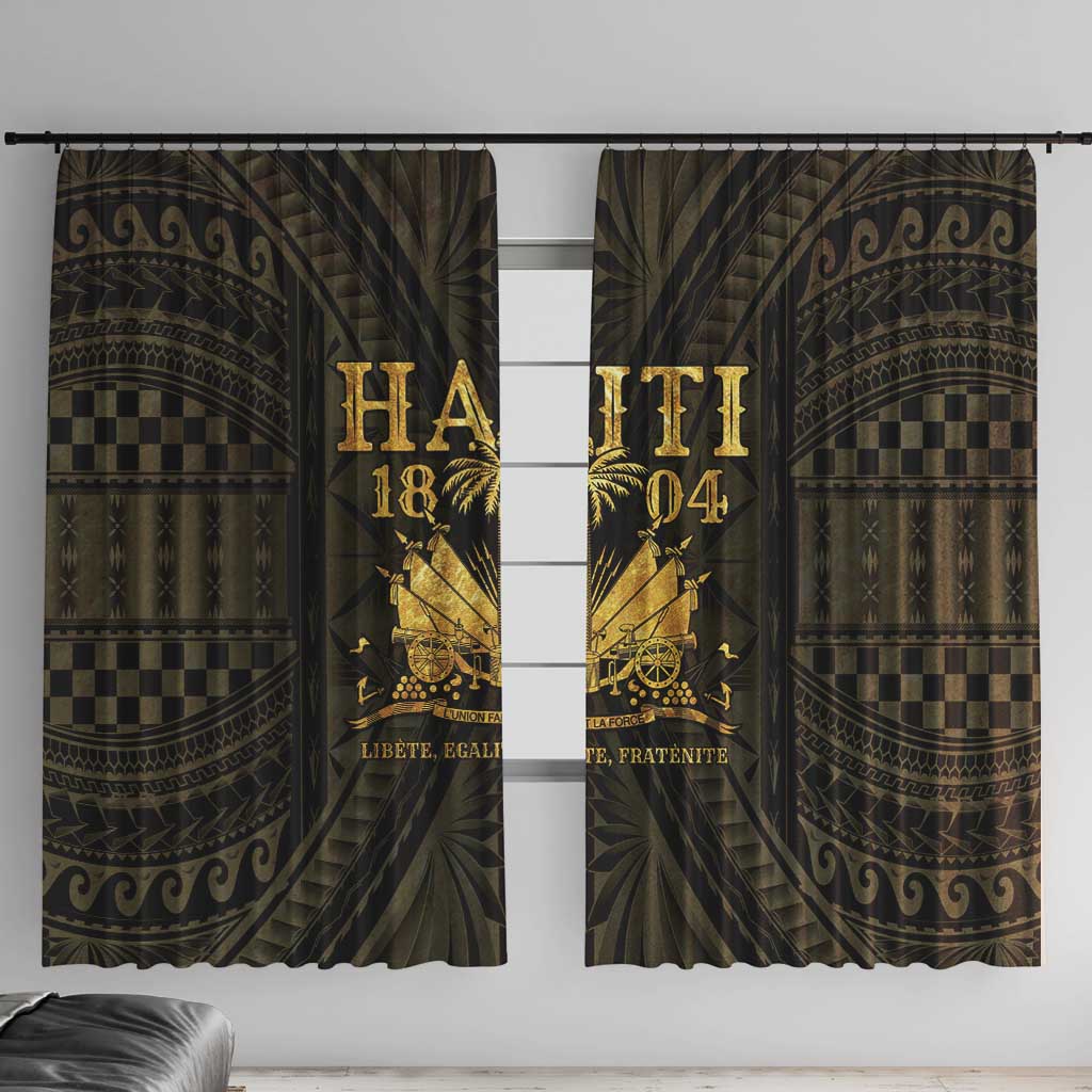 Haiti 1804 Window Curtain Polynesian Gold Neg Maron LT05 - Wonder Print Shop