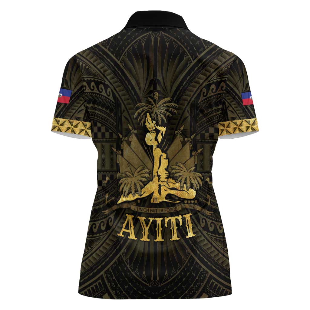 Haiti 1804 Women Polo Shirt Polynesian Gold Neg Maron LT05 - Wonder Print Shop