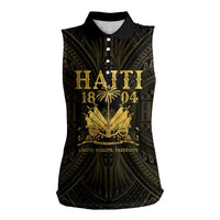 Haiti 1804 Women Sleeveless Polo Shirt Polynesian Gold Neg Maron LT05 - Wonder Print Shop