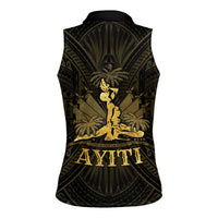 Haiti 1804 Women Sleeveless Polo Shirt Polynesian Gold Neg Maron LT05 - Wonder Print Shop