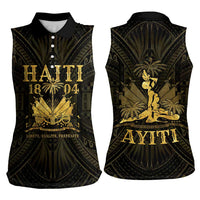 Haiti 1804 Women Sleeveless Polo Shirt Polynesian Gold Neg Maron LT05 - Wonder Print Shop