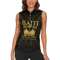 Haiti 1804 Women Sleeveless Polo Shirt Polynesian Gold Neg Maron LT05 - Wonder Print Shop
