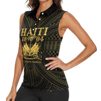 Haiti 1804 Women Sleeveless Polo Shirt Polynesian Gold Neg Maron LT05 - Wonder Print Shop