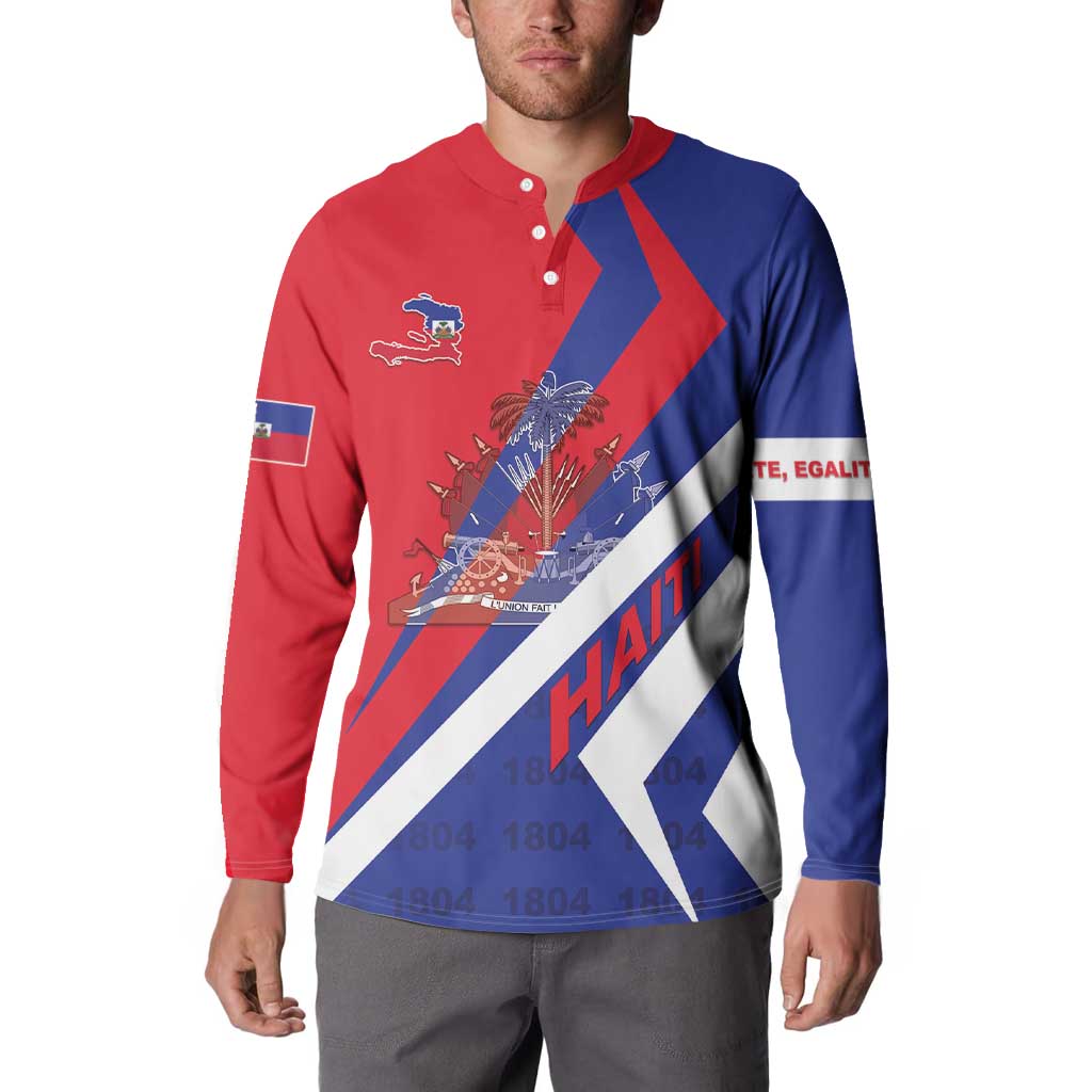 Personalised Haiti 1804 Button Sweatshirt Coat Of Arms Simple Style LT05 - Wonder Print Shop