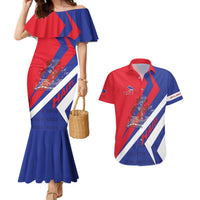 Personalised Haiti 1804 Couples Matching Mermaid Dress and Hawaiian Shirt Coat Of Arms Simple Style LT05 - Wonder Print Shop