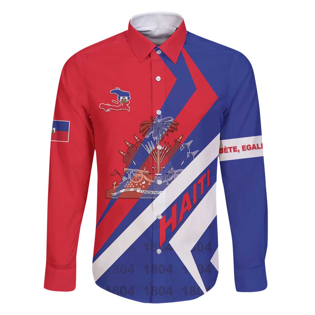 Personalised Haiti 1804 Family Matching Long Sleeve Bodycon Dress and Hawaiian Shirt Coat Of Arms Simple Style LT05 - Wonder Print Shop