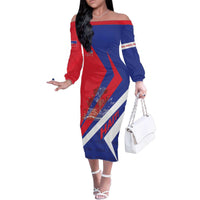 Personalised Haiti 1804 Family Matching Off The Shoulder Long Sleeve Dress and Hawaiian Shirt Coat Of Arms Simple Style LT05 - Wonder Print Shop