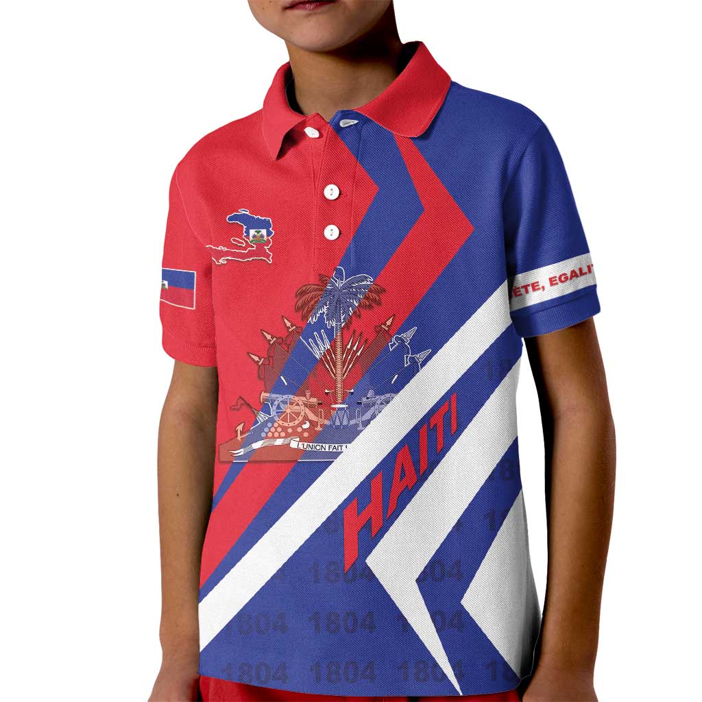 Personalised Haiti 1804 Kid Polo Shirt Coat Of Arms Simple Style LT05 - Wonder Print Shop