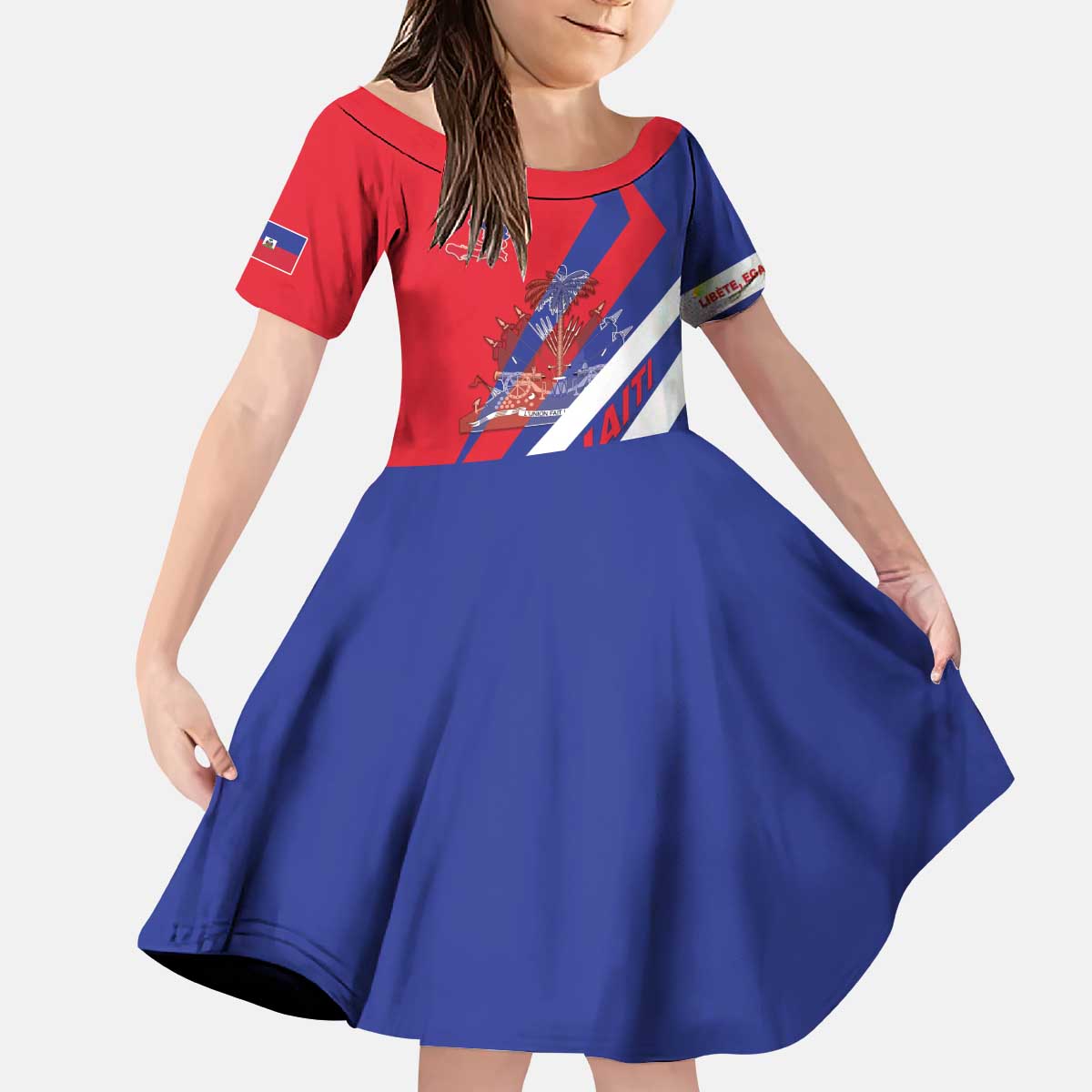 Personalised Haiti 1804 Kid Short Sleeve Dress Coat Of Arms Simple Style LT05 - Wonder Print Shop
