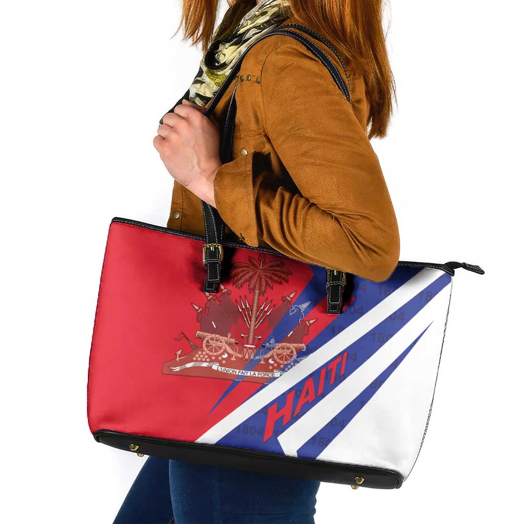 Haiti 1804 Leather Tote Bag Coat Of Arms Simple Style LT05 - Wonder Print Shop