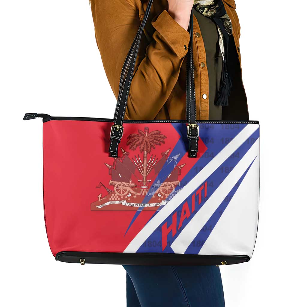 Haiti 1804 Leather Tote Bag Coat Of Arms Simple Style LT05 - Wonder Print Shop