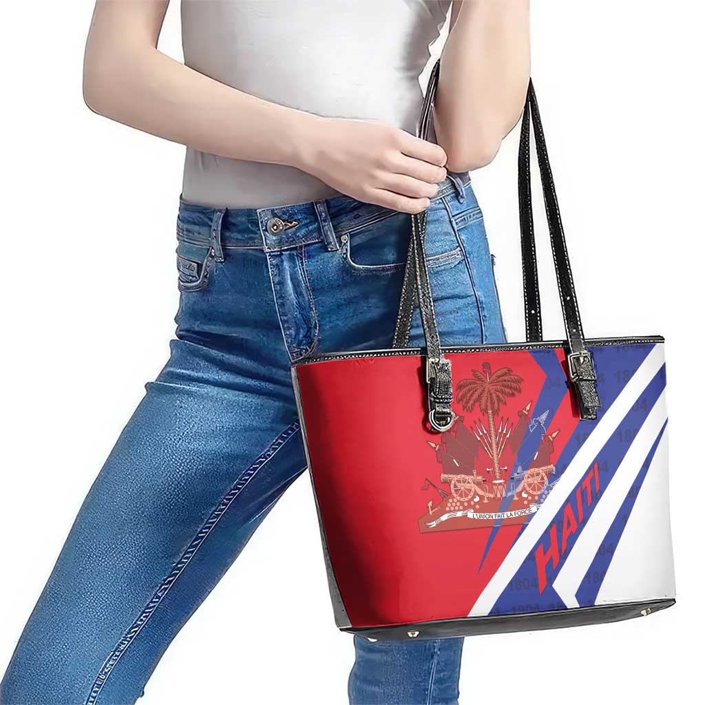 Haiti 1804 Leather Tote Bag Coat Of Arms Simple Style LT05 - Wonder Print Shop