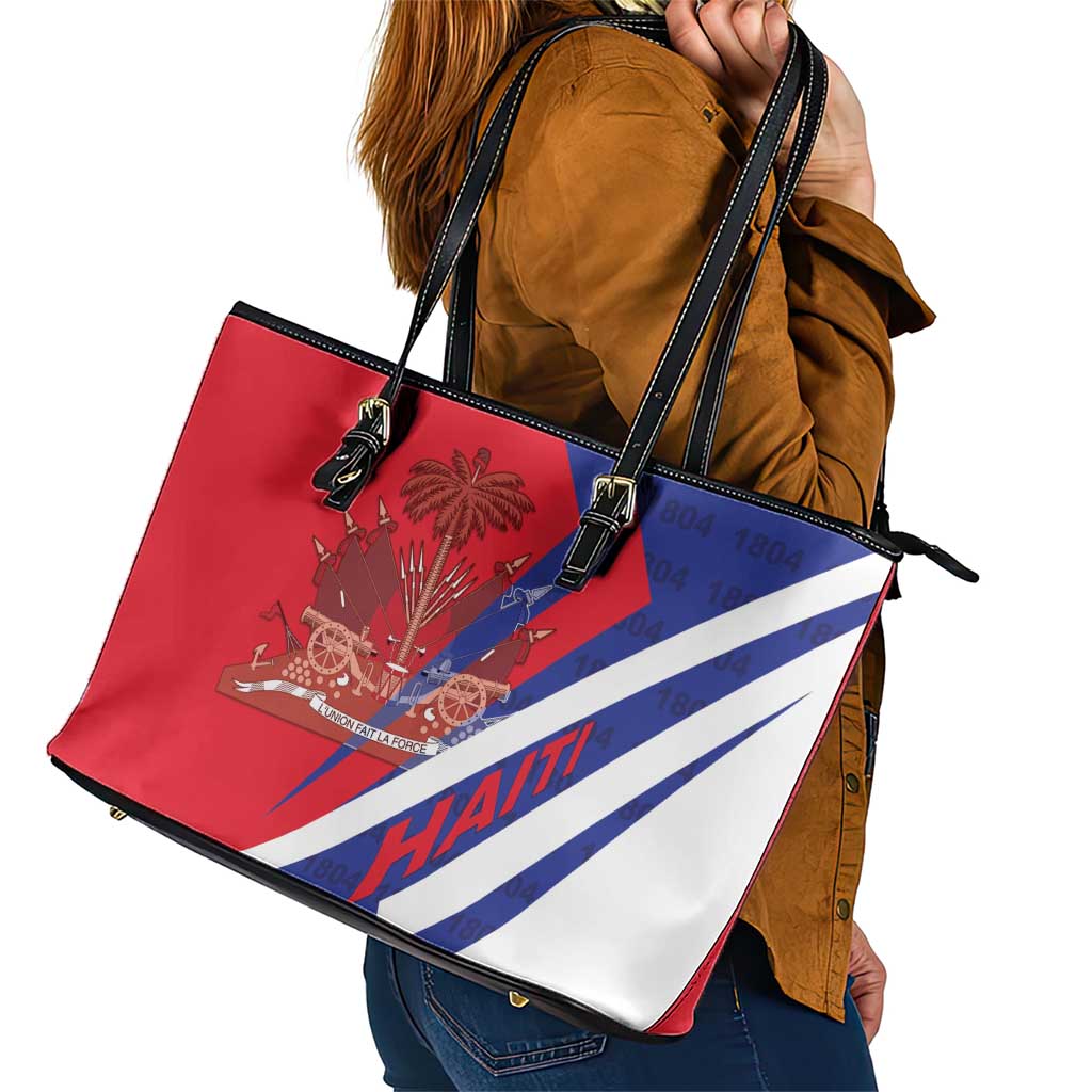 Haiti 1804 Leather Tote Bag Coat Of Arms Simple Style LT05 - Wonder Print Shop