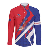 Personalised Haiti 1804 Long Sleeve Button Shirt Coat Of Arms Simple Style LT05 - Wonder Print Shop