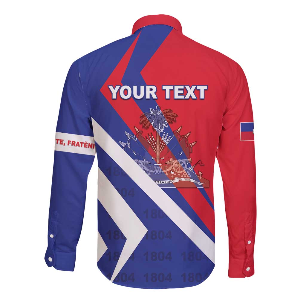 Personalised Haiti 1804 Long Sleeve Button Shirt Coat Of Arms Simple Style LT05 - Wonder Print Shop