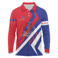 Personalised Haiti 1804 Long Sleeve Polo Shirt Coat Of Arms Simple Style LT05 - Wonder Print Shop